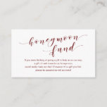 Modern Burgund Schrift, Wedding Honeymoon Fund Begleitkarte<br><div class="desc">Das ist das moderne Script,  die Hochzeitskarte. Sie können die Farben des Schriftartes ändern und Ihre Hochzeitsdetails in den entsprechenden Schriftart / Schrift hinzufügen.#TeeshaDerrick</div>