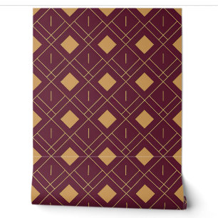 Modern Burgund und Gold Art Deco Muster Tapete