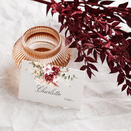 Modern Burgundy Boho Flat Wedding Place Card  Platzkarte