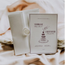 Modern Burgundy Champagne Tower Wedding Invitation