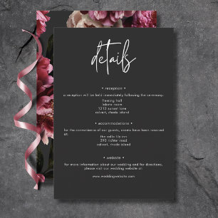 Modern Burgundy Cream Peonies Floral Black Details Begleitkarte