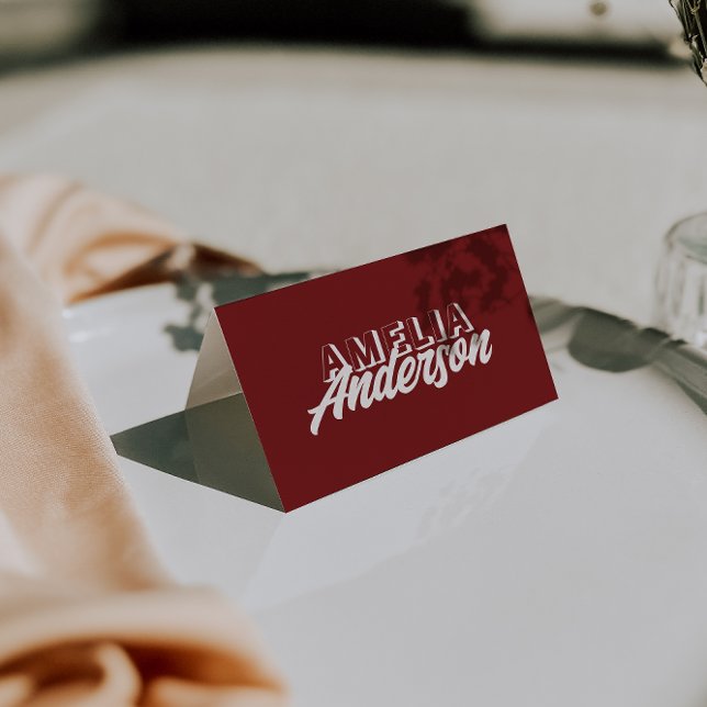 Modern Burgundy Cream Unique Wedding Place Cards Tischnummer (Von Creator hochgeladen)