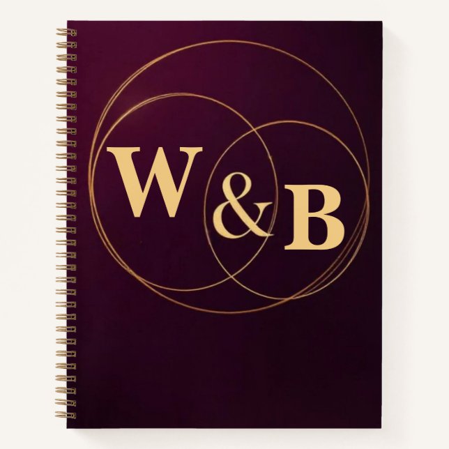 Modern Burgundy Geometric Frame Cover Notizbuch (Vorderseite)