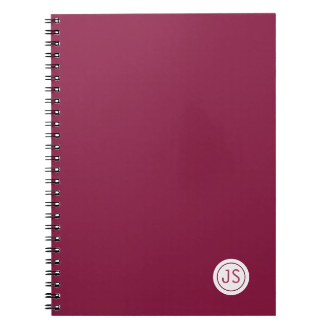 Modern Burgundy Monogram Notizblock (Vorderseite)