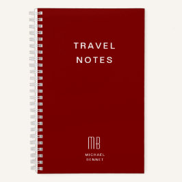 Modern Burgundy Monogram Travel Notizbuch