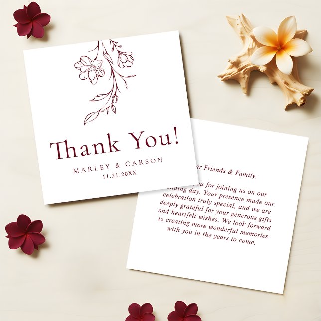 Modern Burgundy Wedding Budget Thank You Mitteilungskarte (Von Creator hochgeladen)