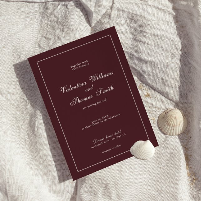 Modern Burgundy Wedding Invitation Einladung (Von Creator hochgeladen)