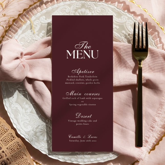 Modern Burgundy Wedding Menu (Créateur téléchargé)