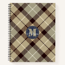 Modern Burlywood Gray Tartan Jeans Monogram Name Notizbuch