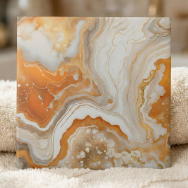 Modern Burnt Orange and Gold Liquid Marble Agate Fliese