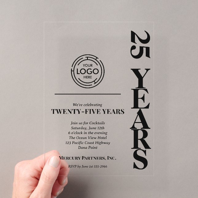Modern Business 25th Anniversary Logo Acryleinladungen (Insitu (Handheld))