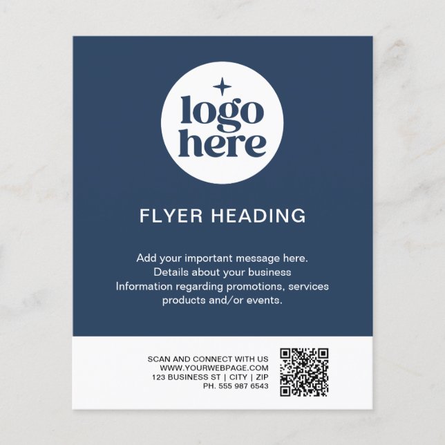 Modern Business Blue Custom Logo QR Code Business Flyer (Vorne)
