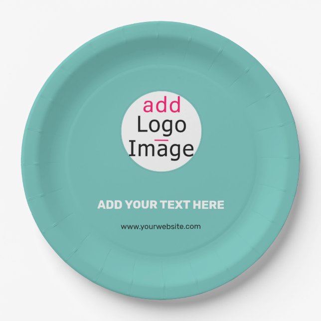 Modern Business Custom Logo Fresh Mint Green Pappteller (Vorderseite)