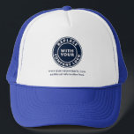 Modern Business Logo and Website Corporate Events Truckerkappe<br><div class="desc">Add your brand logo and website address to this cute trucker hat to passively advertise your new or established business while employees and clients use them. Perfect for trade shows, conferences, and business events. Available in other colors. No minimum order quantity and no setup fee. Order as many or as...</div>