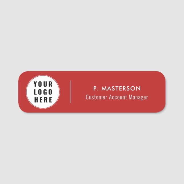 Modern Business Logo Company Employees Red Namensschild (Vorderseite)