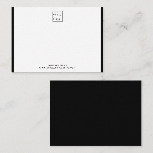 Modern Business Logo Company Name Black Border Mitteilungskarte (Vorne/Hinten)