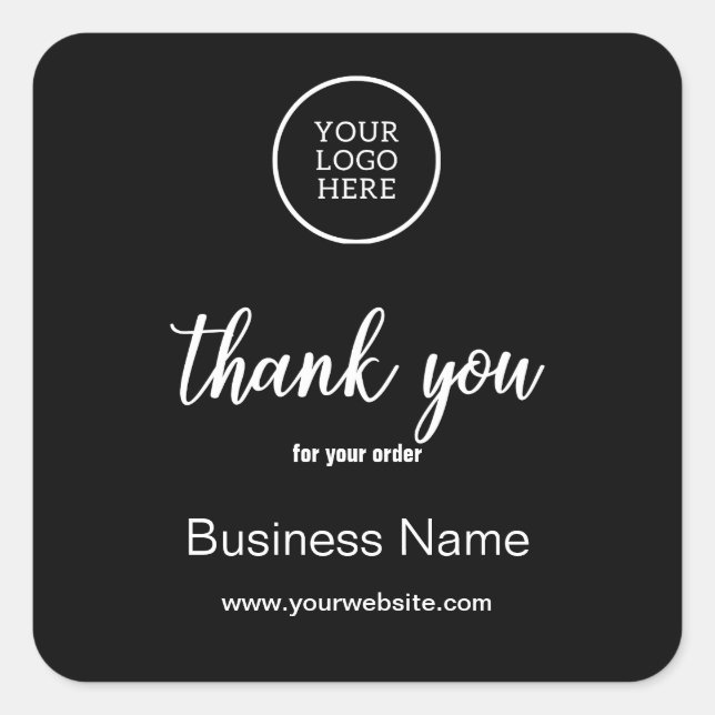 Modern Business Logo Danke Typografie Black Quadratischer Aufkleber (Vorderseite)