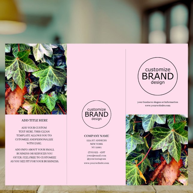 Modern Business Logo Foto Trifold Pink Broschüre (business brochure)