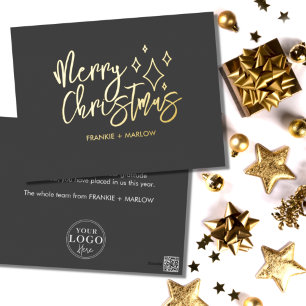 Modern Business-Logo Frohe Weihnachten Real Gold Folien Feiertagspostkarte