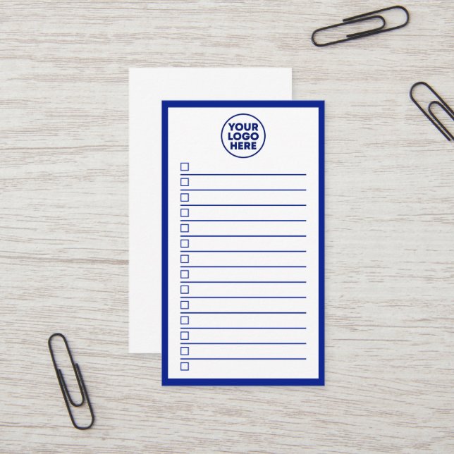 Modern Business Logo Navy Blue To Do List Visitenkarte (Vorderseite/Rückseite Beispiel)