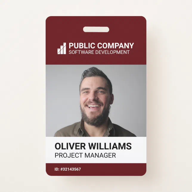 Modern Business Logo Photo Employee ID Badge Ausweis | Zazzle.ch