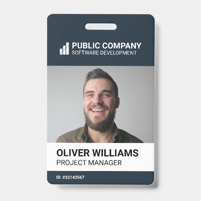 Modern Business Logo Photo Employee ID Badge Ausweis (Front)