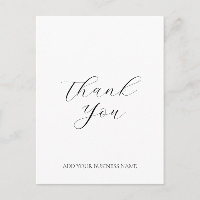 Modern Business Logo Script Danke White Postkarte (Vorderseite)