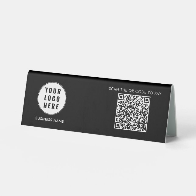 Modern Business Logo Simple QR Code Employees Tischaufsteller (Vorderseite)