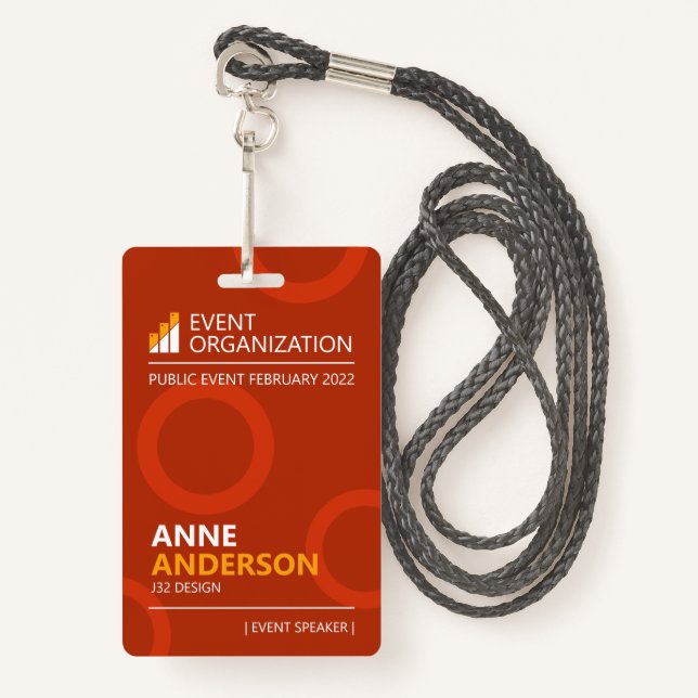 Modern Business Séminaire Badge d'événement de con (Devant avec lanière)