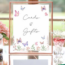 Modern Butterflies Bridal Shower Cards and Gifts