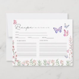 Modern Butterflies Bridal Shower Recipe Card  Einladung