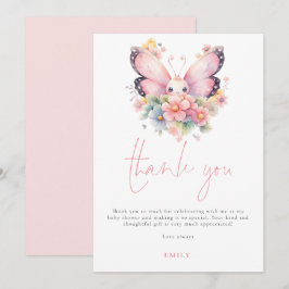 Modern Butterfly Florals Baby Dusche Vielen Dank Karte