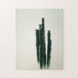 Modern Cactus Art Green Off White
