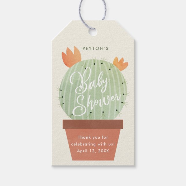Modern Cactus Baby Shower Vielen Dank Geschenkanhänger (Vorderseite)