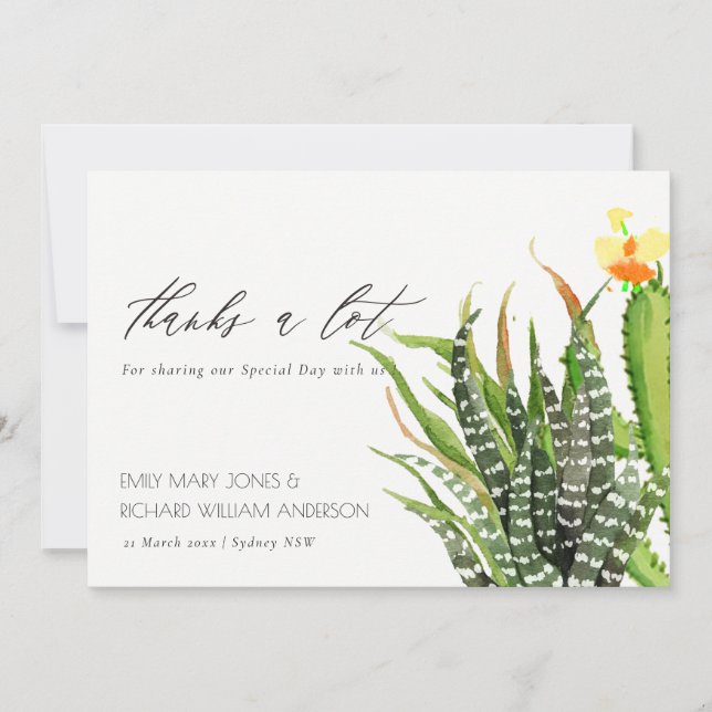 MODERN CACTUS GARDEN WATERCOLOR THANK YOU DANKESKARTE (Vorderseite)