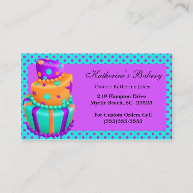 Modern Cake Bakery Business Cards Visitenkarte (Vorderseite)