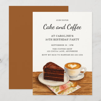 Modern Cake & Coffee 30th Adult Birthday Party Einladung
