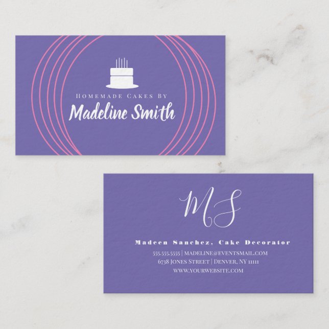 Modern Cake Logo hausgemachte Bäckerei Branding Li Visitenkarte (Vorne/Hinten)