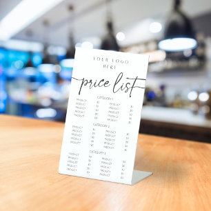 Modern Calligrafy Price List Pedestal Sign Sockelschild