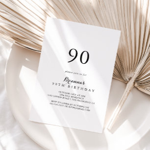 Modern Calligraphy 90. Geburtstagsparty Einladung