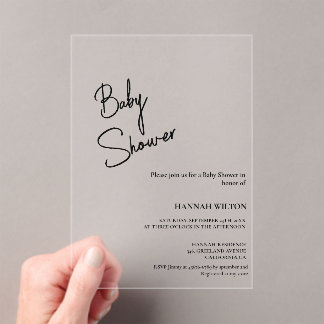 Modern Calligraphy Black & White  baby shower Acryleinladungen