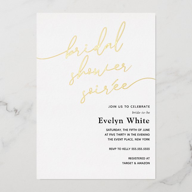 Modern Calligraphy Brautparty Soirée Folieneinladung (Vorderseite)