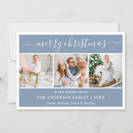 Modern Calligraphy Christmas Dusty Blue 3 Foto Feiertagskarte
