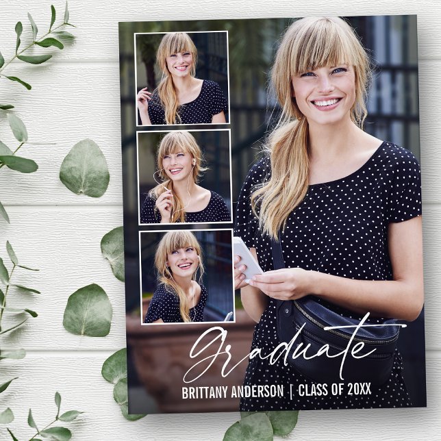 Modern Calligraphy Ink 4 Foto Abschluss Postkarte (Customize to add text to back of card.)