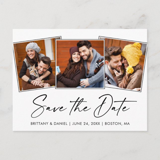Modern Calligraphy Ink Save the Date 3 Foto Postkarte (Vorderseite)
