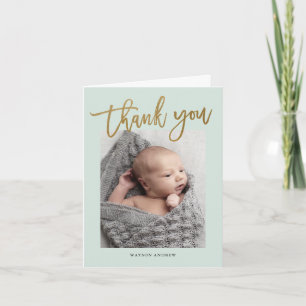 Modern Calligraphy Photo Baby Dankeskarte