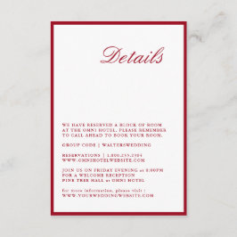 Modern Calligraphy Red Wedding Detail Card Begleitkarte