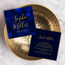 Modern Calligraphy Sapphire Blue Bokeh Lights