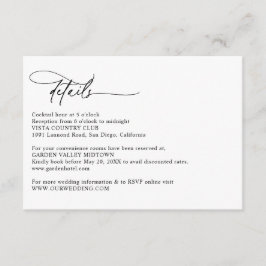 Modern Calligraphy Script Simple Wedding Details Begleitkarte