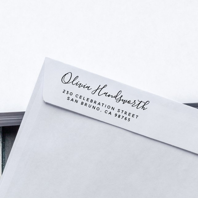 Modern Calligraphy Simple Custom Return Address Permastempel (Rubber Stamp Mock-up)
